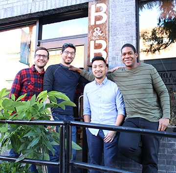 Marc, John, Jeremy outside Bahn Mi & Bottles