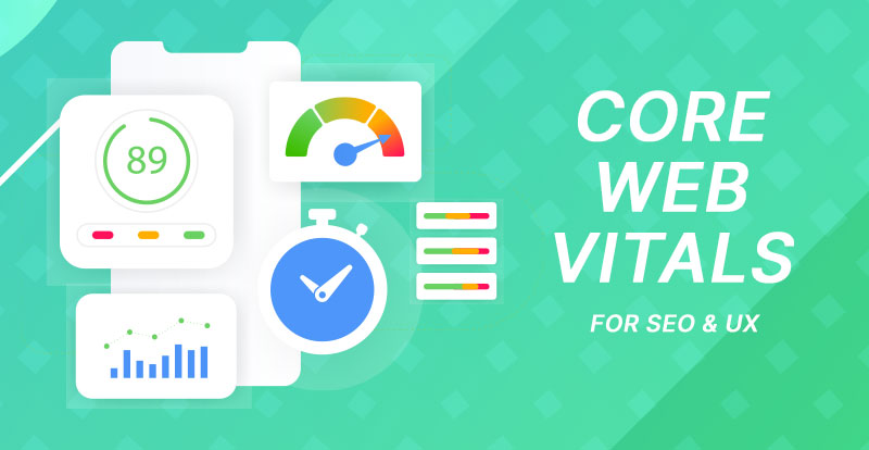 icon depicting website stats with text that read Core Web Vitals for seo and UX